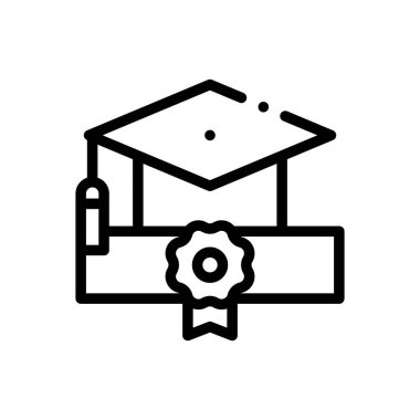 mezun silindir simgesi. Beyaz Arkaplanda İnce Doğrusal Tasarım