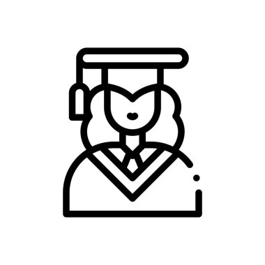 Mezuniyet ikonu. Beyaz Arkaplanda İnce Doğrusal Tasarım