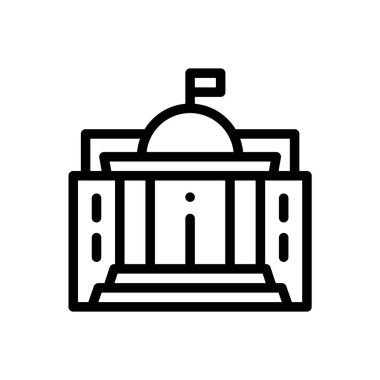 Hükümet ikonu. Beyaz Arkaplanda İnce Doğrusal Tasarım