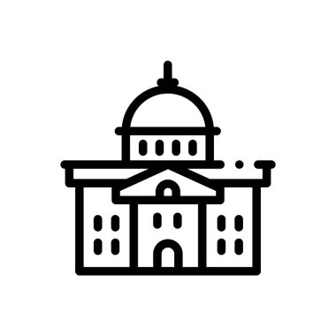 Hükümet ikonu. Beyaz Arkaplanda İnce Doğrusal Tasarım