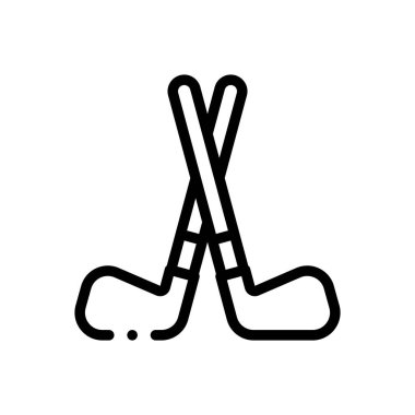 Golf sopası ikonu. Beyaz Arkaplanda İnce Doğrusal Tasarım