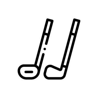 Golf sopası ikonu. Beyaz Arkaplanda İnce Doğrusal Tasarım