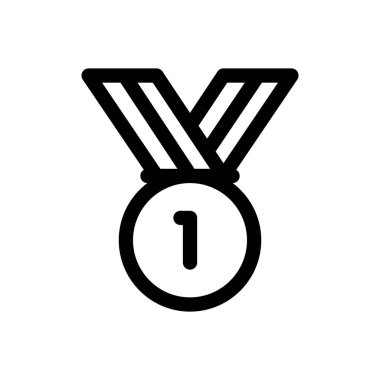 Altın madalya ikonu. Beyaz Arkaplanda İnce Doğrusal Tasarım