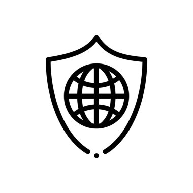 küresel simge. Beyaz Arkaplanda İnce Doğrusal Tasarım