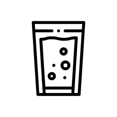 Bir bardak su ikonu. Beyaz Arkaplanda İnce Doğrusal Tasarım