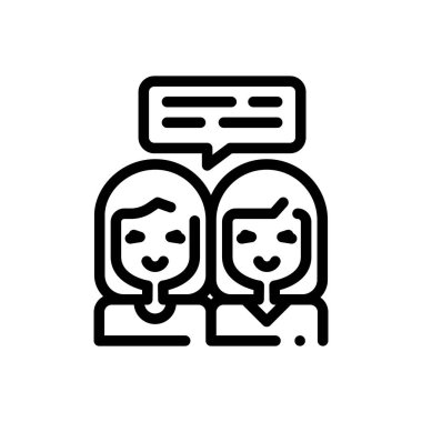 Kız ikonu. Beyaz Arkaplanda İnce Doğrusal Tasarım