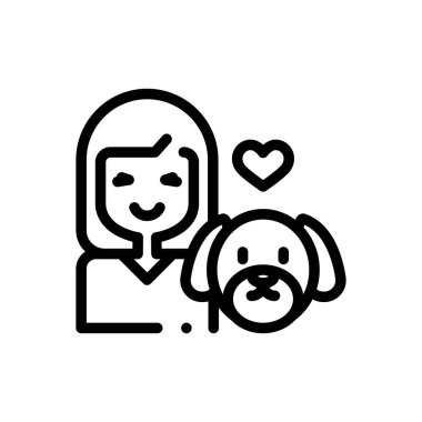 Kız ikonu. Beyaz Arkaplanda İnce Doğrusal Tasarım