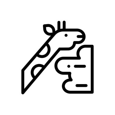 Zürafa ikonu. Beyaz Arkaplanda İnce Doğrusal Tasarım