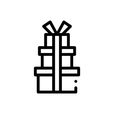 Hediye ikonu. Beyaz Arkaplanda İnce Doğrusal Tasarım