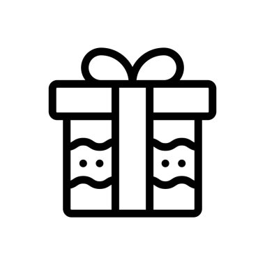 Hediye ikonu. Beyaz Arkaplanda İnce Doğrusal Tasarım