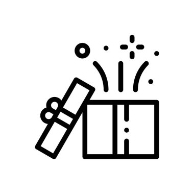 Hediye ikonu. Beyaz Arkaplanda İnce Doğrusal Tasarım