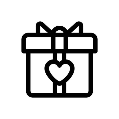 Hediye ikonu. Beyaz Arkaplanda İnce Doğrusal Tasarım