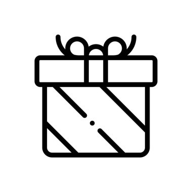 Hediye ikonu. Beyaz Arkaplanda İnce Doğrusal Tasarım