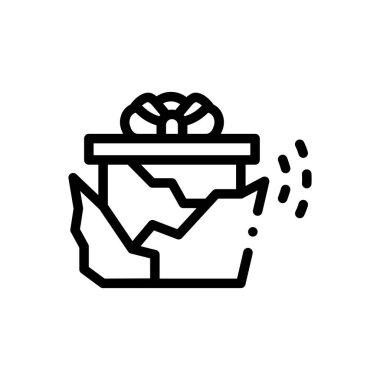 Hediye ikonu. Beyaz Arkaplanda İnce Doğrusal Tasarım