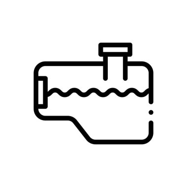 Benzin kamyonu ikonu. Beyaz Arkaplanda İnce Doğrusal Tasarım