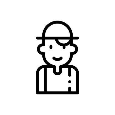 Bahçıvan ikonu. Beyaz Arkaplanda İnce Doğrusal Tasarım