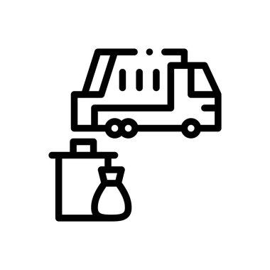 Çöp ikonu. Beyaz Arkaplanda İnce Doğrusal Tasarım