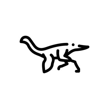 Gallimimus ikonu. Beyaz Arkaplanda İnce Doğrusal Tasarım