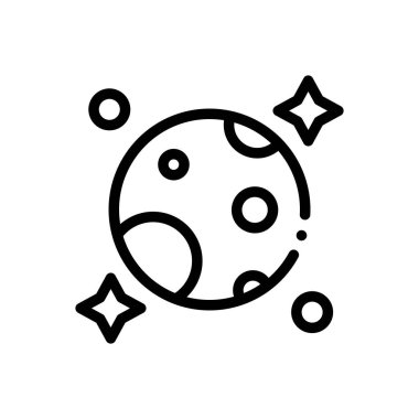 Tam güneş tutulması ikonu. Beyaz Arkaplanda İnce Doğrusal Tasarım