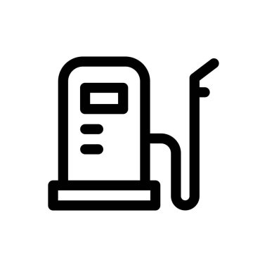 Yakıt istasyonu simgesi. Beyaz Arkaplanda İnce Doğrusal Tasarım