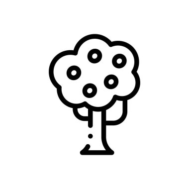 meyve ağacı ikonu. Beyaz Arkaplanda İnce Doğrusal Tasarım