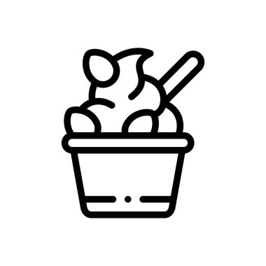 Meyve kâsesi ikonu. Beyaz Arkaplanda İnce Doğrusal Tasarım