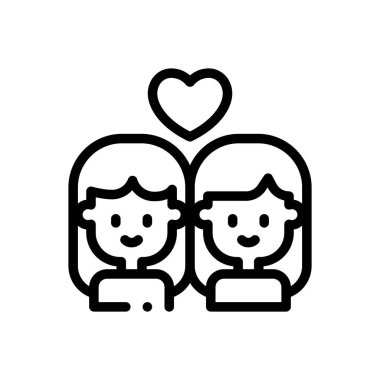 Arkadaş ikonu. Beyaz Arkaplanda İnce Doğrusal Tasarım