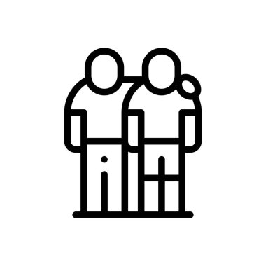 Arkadaş ikonu. Beyaz Arkaplanda İnce Doğrusal Tasarım