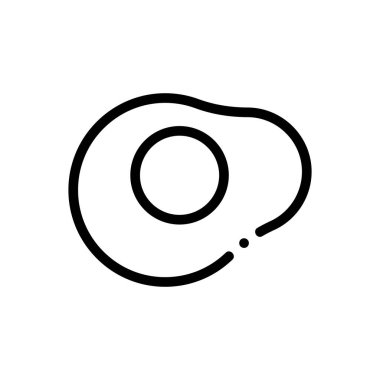 Sahanda yumurta ikonu. Beyaz Arkaplanda İnce Doğrusal Tasarım