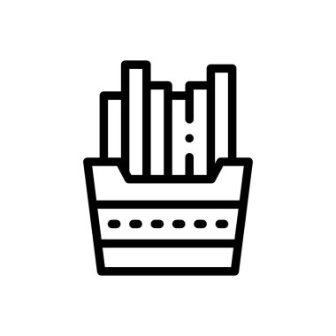 Patates kızartması ikonu. Beyaz Arkaplanda İnce Doğrusal Tasarım