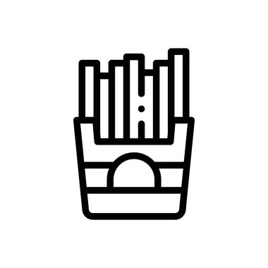 Patates kızartması ikonu. Beyaz Arkaplanda İnce Doğrusal Tasarım