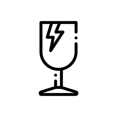 Kırılgan ikon. Beyaz Arkaplanda İnce Doğrusal Tasarım