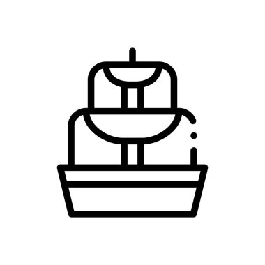 Çeşme simgesi. Beyaz Arkaplanda İnce Doğrusal Tasarım