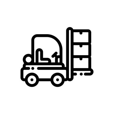Forklift ikonu. Beyaz Arkaplanda İnce Doğrusal Tasarım