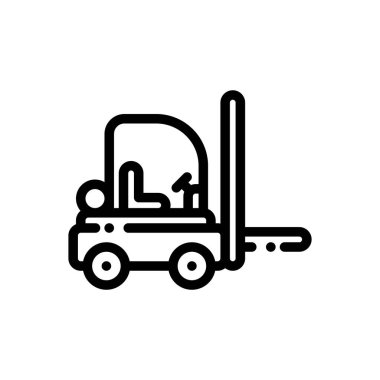 Forklift ikonu. Beyaz Arkaplanda İnce Doğrusal Tasarım