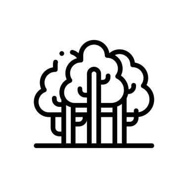 Orman ikonu. Beyaz Arkaplanda İnce Doğrusal Tasarım