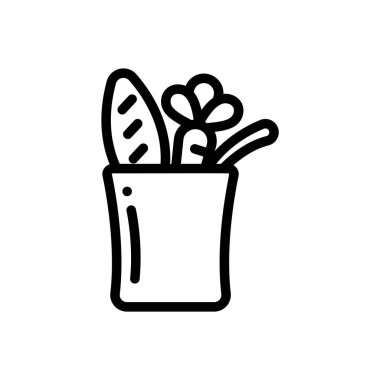 Yemek ikonu. Beyaz Arkaplanda İnce Doğrusal Tasarım