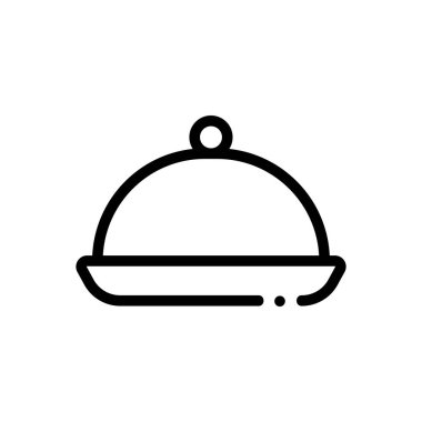 Yemek tepsisi ikonu. Beyaz Arkaplanda İnce Doğrusal Tasarım