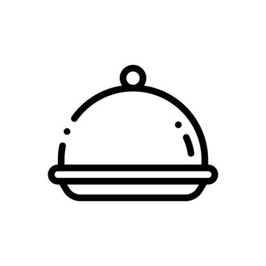 Yemek tepsisi ikonu. Beyaz Arkaplanda İnce Doğrusal Tasarım