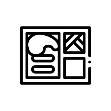 Yemek tepsisi ikonu. Beyaz Arkaplanda İnce Doğrusal Tasarım