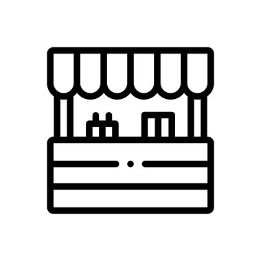 Yemek dükkânı ikonu. Beyaz Arkaplanda İnce Doğrusal Tasarım