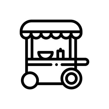 Yemek standı ikonu. Beyaz Arkaplanda İnce Doğrusal Tasarım