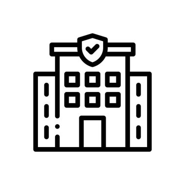 Sigorta poliçesi ikonu. Beyaz Arkaplanda İnce Doğrusal Tasarım