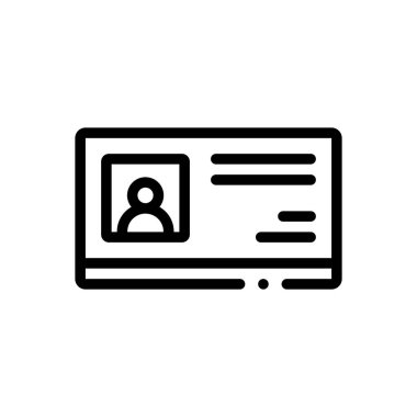 Kimlik kartı simgesi. Beyaz Arkaplanda İnce Doğrusal Tasarım
