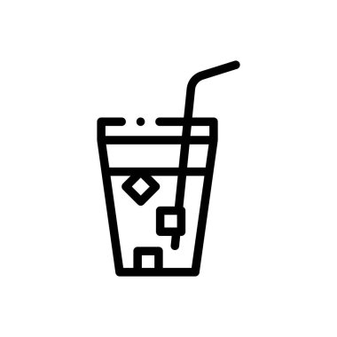 Buzlu çay ikonu. Beyaz Arkaplanda İnce Doğrusal Tasarım