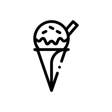 Dondurma ikonu. Beyaz Arkaplanda İnce Doğrusal Tasarım