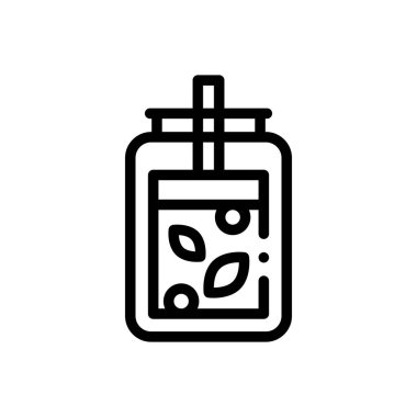 Buzlu çay ikonu. Beyaz Arkaplanda İnce Doğrusal Tasarım