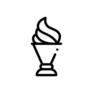 Dondurma ikonu. Beyaz Arkaplanda İnce Doğrusal Tasarım