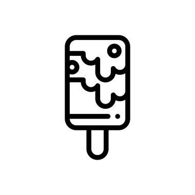 Dondurma ikonu. Beyaz Arkaplanda İnce Doğrusal Tasarım