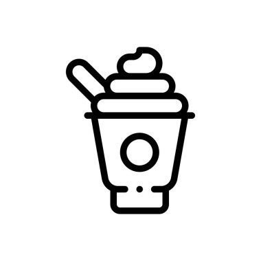 Dondurma ikonu. Beyaz Arkaplanda İnce Doğrusal Tasarım